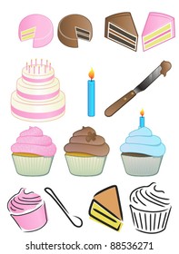 Cupcake Bakery Icon Set