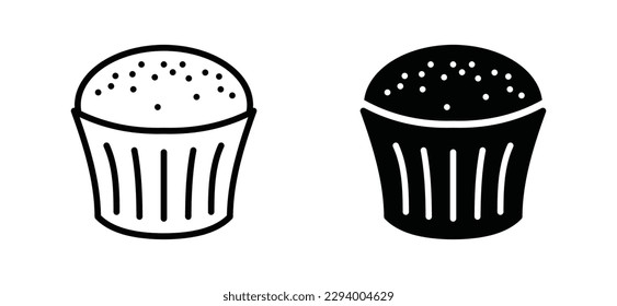 Cupcake bakery icon vector. Cupcake in line and flat style. Bakery sign and symbol. Vector illustration