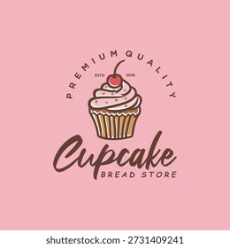 Cupcake Bakery Logo Design Template Vector Art