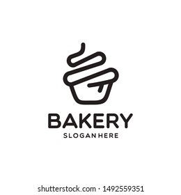 Cupcake Bakery Logo Design Vector Illustration