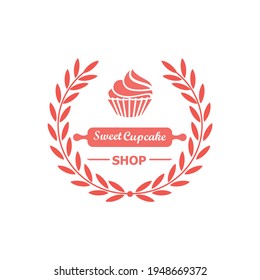 Cupcake bakery logo template illustration