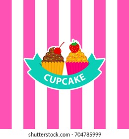 Cupcake Bakery Logo Vector Design Image