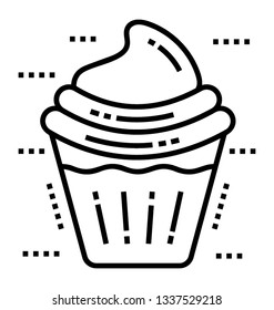 Cupcake, bakery product, vector icon, 
