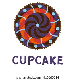 Cupcake with beautiful decoration isolated over white background.