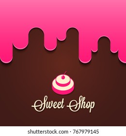 cupcake with berries splash. sweet shop logo design background
