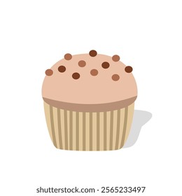 Cupcake with berry on top. Sweet flavor muffin. Soft cake. Bakery.