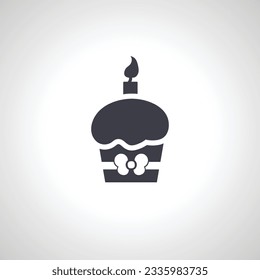 cupcake with birthday candle icon. Cake icon. Muffin, cup cake icon.