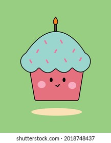 Cupcake Birthday Flat Design Ilustration