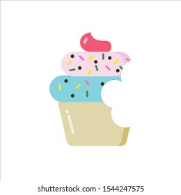 Cupcake bite icon design isolated on white background. Cupcake bite modern vector illustration. Cupcake bite flat icon style.