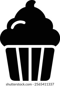  Cupcake black filled icon isolated on white background. Cupcake sign vector illustration design