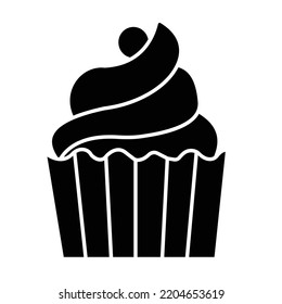 Cupcake Black Glyph Vector Icon which can easily modifiy or edit

