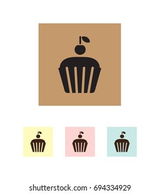 Cupcake black icon. Muffin logo. Vector illustration.