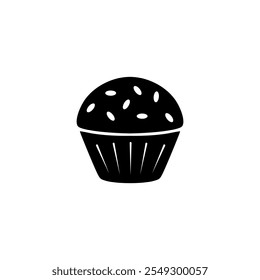 Cupcake black vector icon isolated on white background.