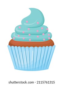 cupcake blue buttercream icon isolated