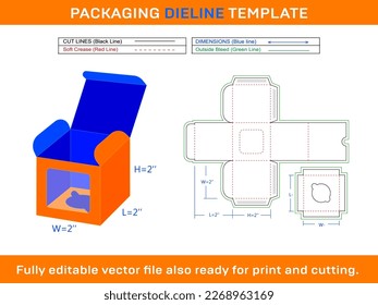 Cupcake Box, Square Display Box, Dieline Template