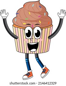 Cupcake with brown cream illustration