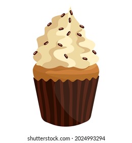 Cupcake with butter cream cartoon vector graphics.