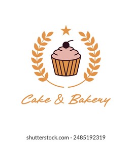 cupcake cake bakery logo design concept idea