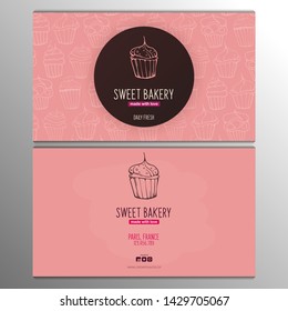 Cupcake or Cake business card template for Bakery or Pastry