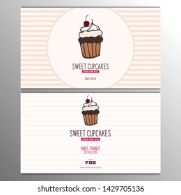 Cupcake Or Cake Business Card Template For Bakery Or Pastry