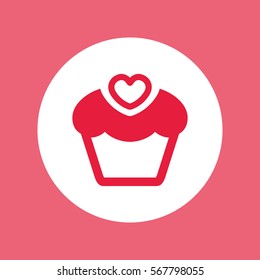 cupcake cake with heart love simple icon