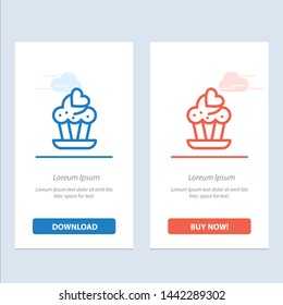 Cupcake, Cake, Love  Blue and Red Download and Buy Now web Widget Card Template
