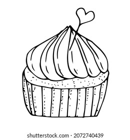 Ilustración vectorial de la tarta de torta, dibujo a mano