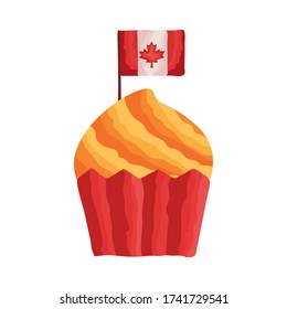bizcocho con bandera canadá estilo plano diseño de ilustración vectorial