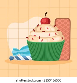 cupcake and candies delicious icons