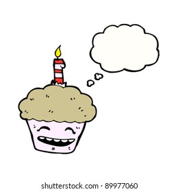 cupcake with candle cartoon