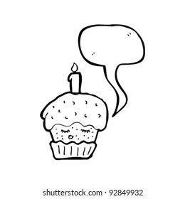 cupcake with candle cartoon