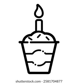 Cupcake Candle Flat Icon Isolated On White Background