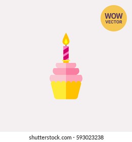 Cupcake With Candle Icon