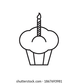 cupcake with candle line style icon vector illustration design