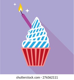 Cupcake with candle on the side Vector - Powered by Shutterstock - Get 15% off with code: PIKWIZARD15
