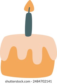Cupcake With Candle Vector Illustration