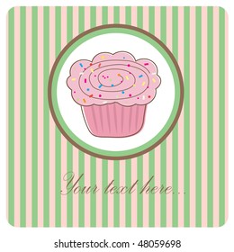 Cupcake card.Vector illustration.