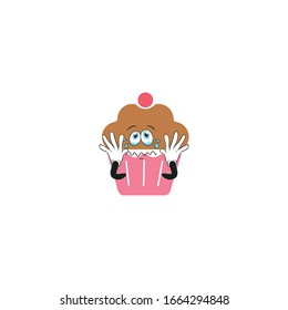 cupcake cartoon characters design with expression. you can use for stickers, pins, mascot or patches