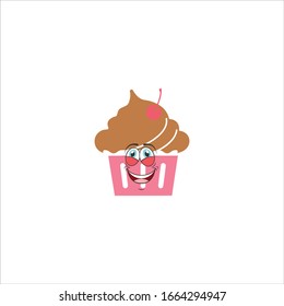 cupcake cartoon characters design with expression. you can use for stickers, pins, mascot or patches