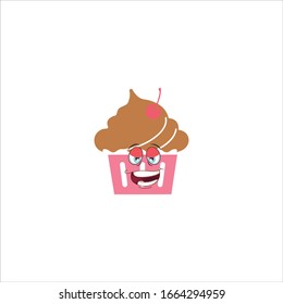 cupcake cartoon characters design with expression. you can use for stickers, pins, mascot or patches
