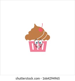 cupcake cartoon characters design with expression. you can use for stickers, pins, mascot or patches