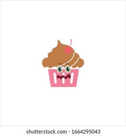 cupcake cartoon characters design with expression. you can use for stickers, pins, mascot or patches