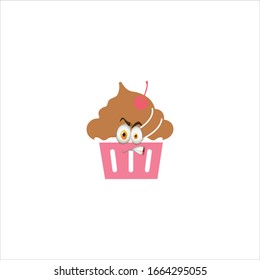 cupcake cartoon characters design with expression. you can use for stickers, pins, mascot or patches