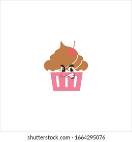 Cupcake Cartoon Figuren Design mit Ausdruck. Sie können für Aufkleber, Stifte, Maskottchen oder Pflaster verwenden