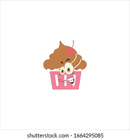cupcake cartoon characters design with expression. you can use for stickers, pins, mascot or patches