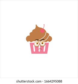 cupcake cartoon characters design with expression. you can use for stickers, pins, mascot or patches