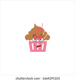 cupcake cartoon characters design with expression. you can use for stickers, pins, mascot or patches