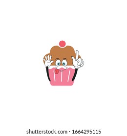 cupcake cartoon characters design with expression. you can use for stickers, pins, mascot or patches