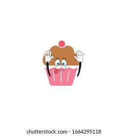 los personajes de la caricatura de cupcake diseñan con expresión. se puede utilizar para pegatinas, pasadores, mascotas o parches
