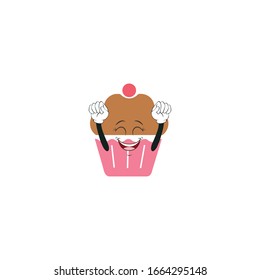 los personajes de la caricatura de cupcake diseñan con expresión. se puede utilizar para pegatinas, pasadores, mascotas o parches